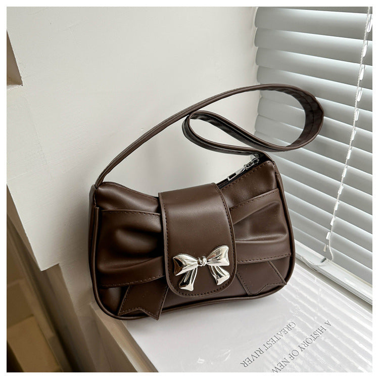 French Style Mini Crossbody Bag with Bow Detail, Trendy Casual Square Shape for Daily Wear
