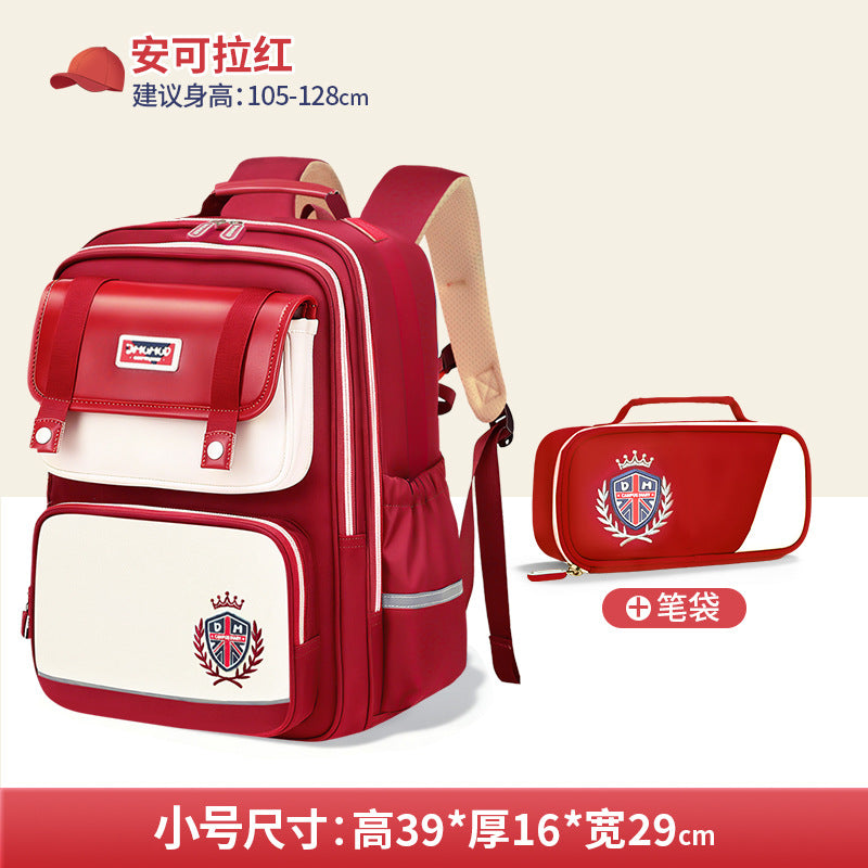 2026 New Kids Backpack for Grades 1-6, Lightweight & Ergonomic Design with Large Capacity, Breathable and Waterproof Oxford Fabric, British Style School Bag with Pencil Case and Study Bag Set