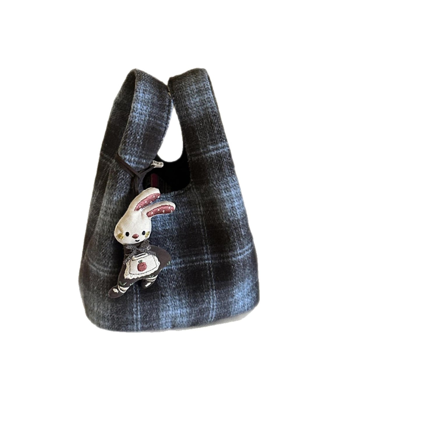 New Plaid Cute Woolen Bag Women's Fashion All-Match Handbag for Going out Bag Woolen Plaid Hand Bag