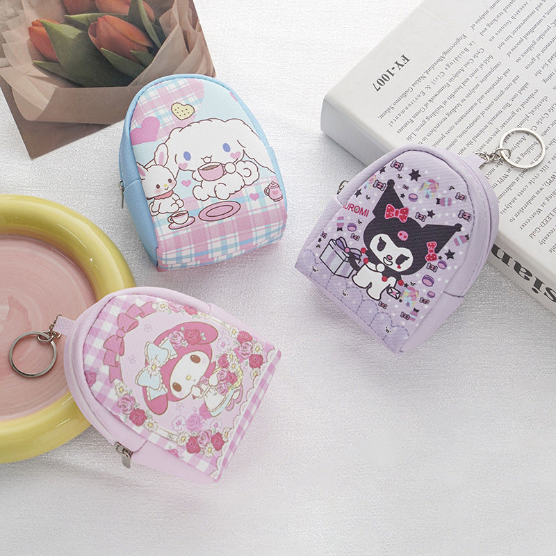 Cute Kuromi Mini Backpack Purse with Cartoon Design and Chain Keychain for Kids and Girls