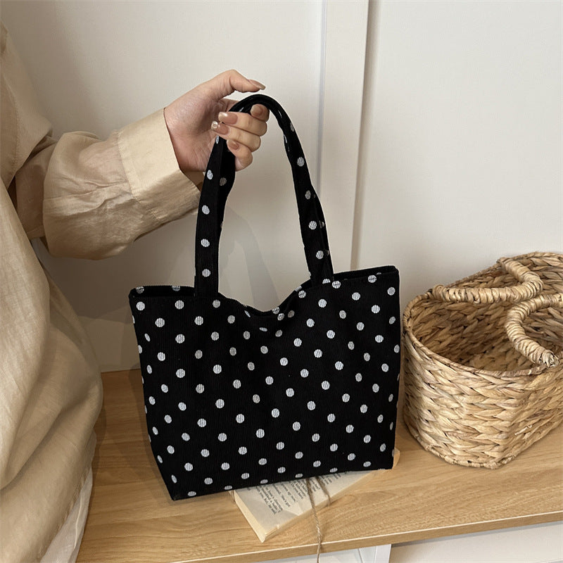 Tote Bag Women's Western Style All-Matching Casual Large Capacity Polka Dot Spring New Lazy Wind Fashion Shoulder Bag
