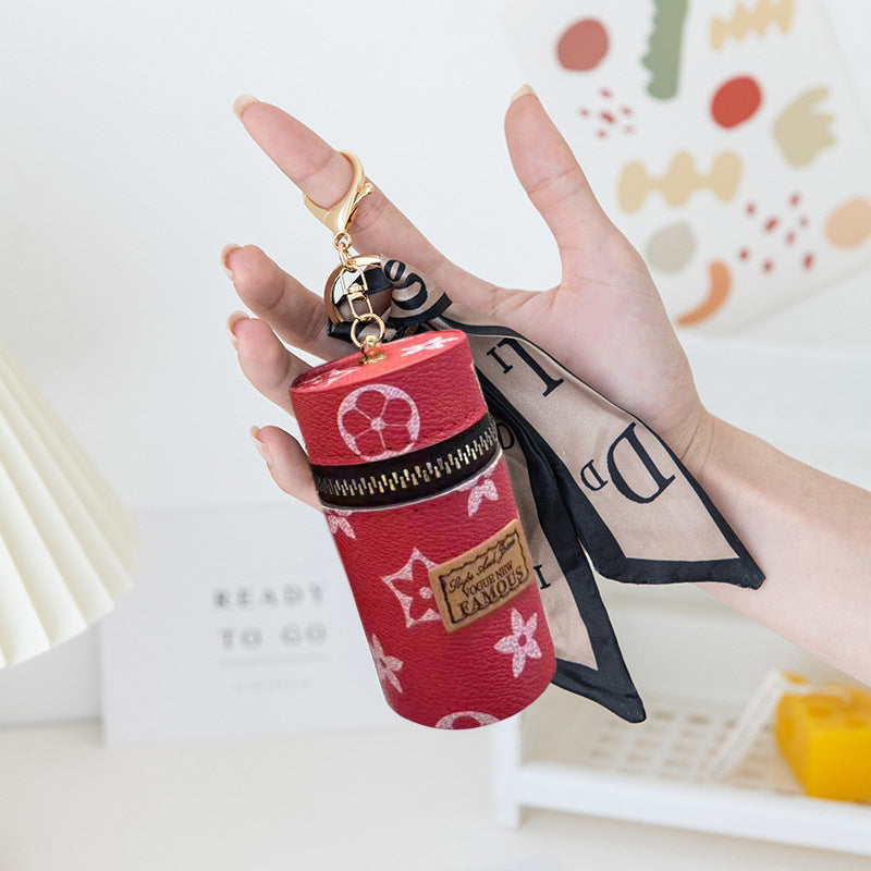 Coin Purse Women's Retro Printing Mini Lipstick Cosmetic Bag New Small Earphone Keychain Bag