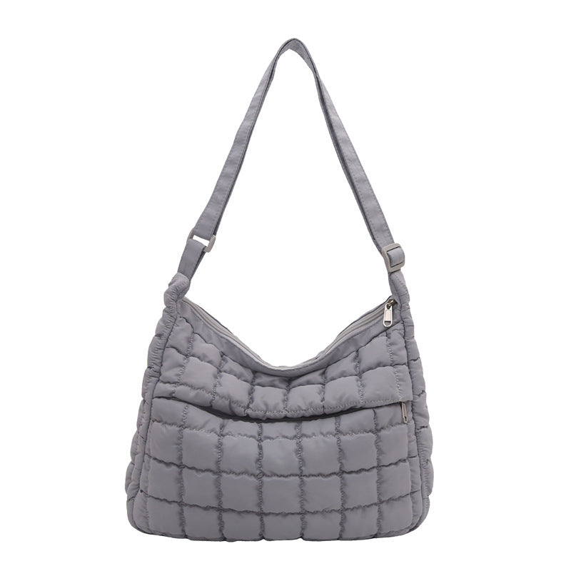 Pleated Cloud Bag Women's Fashion One-Shoulder Portable Dumpling Bag Large Capacity down Crossbody Cotton Jacket Bag