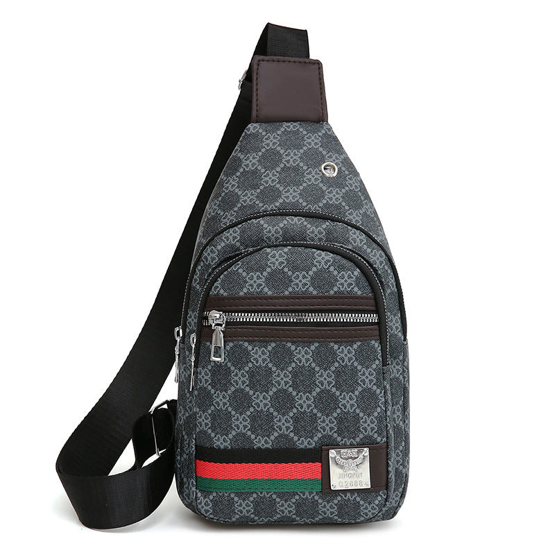 New Contrast Color Pu Soft Leather Casual Chest Bag Korean Style Men and Women Crossbody Fashion Travel Fashion Small Backpack Women