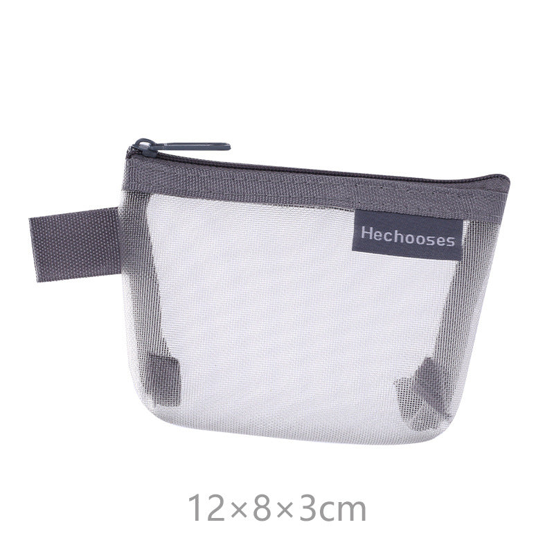 Coin Purse Simple Nylon Three-Dimensional Triangle Mesh Large Capacity Key Earphone Bag Transparent Buggy Bag