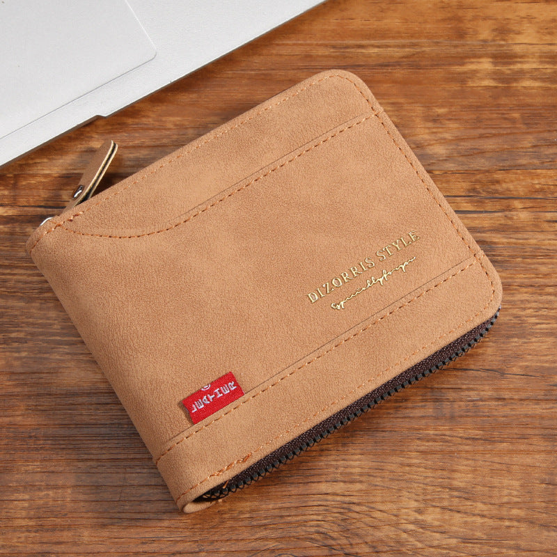 Retro PU Leather Men's Wallet with Zipper and Expandable Design for Daily Use