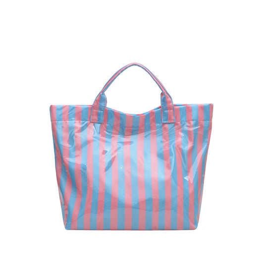 New Large Capacity Handbag Women's Casual Good-looking Outdoor Lightweight Senior Travel Fashion Striped Tote
