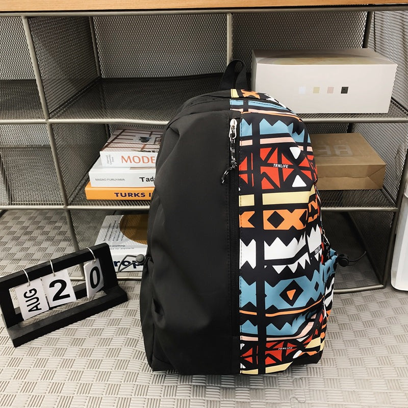 American Graffiti Cartoon Schoolbag Male and Female Junior High School Student College Student Fashion Backpack Casual Backpack