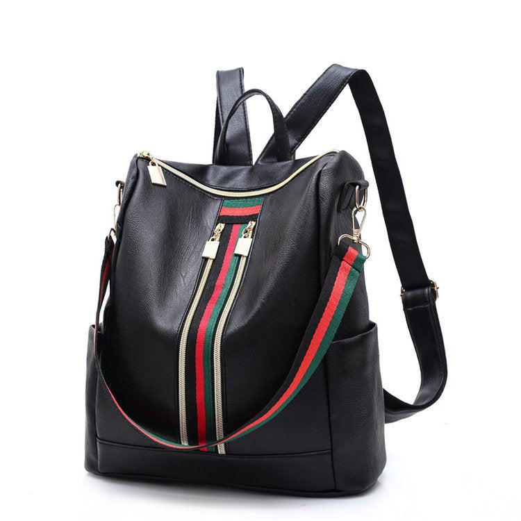 Pu Backpack Women's New Korean-Style Preppy Style Large Capacity British Wild Travel Schoolbag