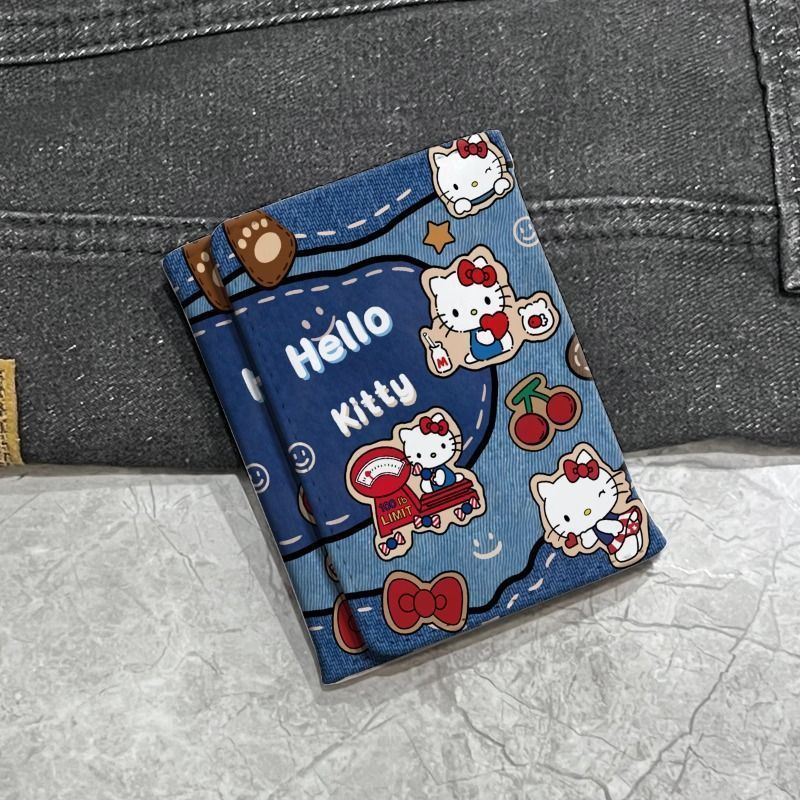 Hello Kitty Cowboy Style Lady Three-Fold Wallet Multiple Card Slots Cute Cartoon Design Daily Portable and Versatile Coin Purse
