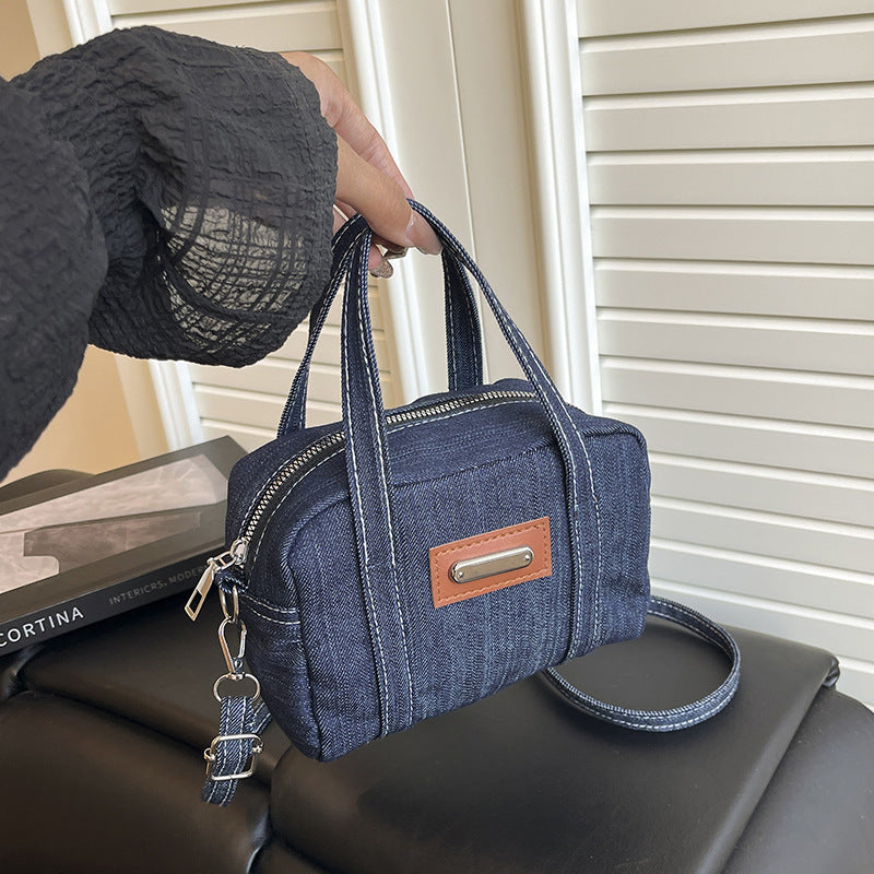 Retro Denim Small Handbag Portable Denim Small Bag Women's Fashionable New Pillow Fashion Messenger Bag