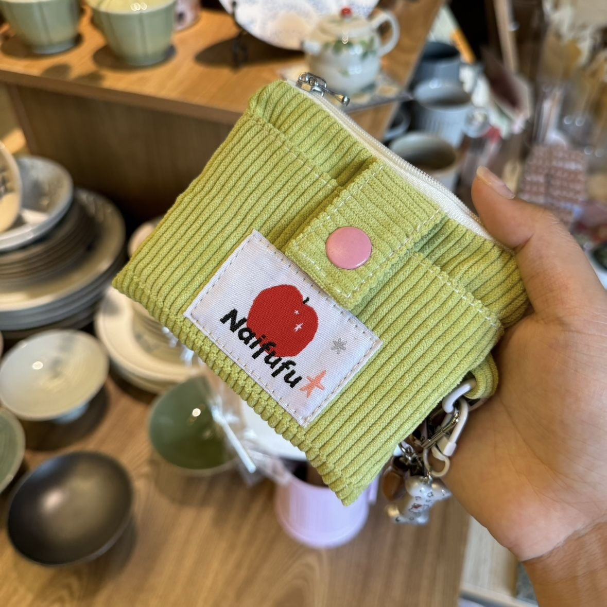 Cute Apple Pattern Corduroy Handbag with Embroidery Design, Perfect for Daily Use and Stylish Outfits