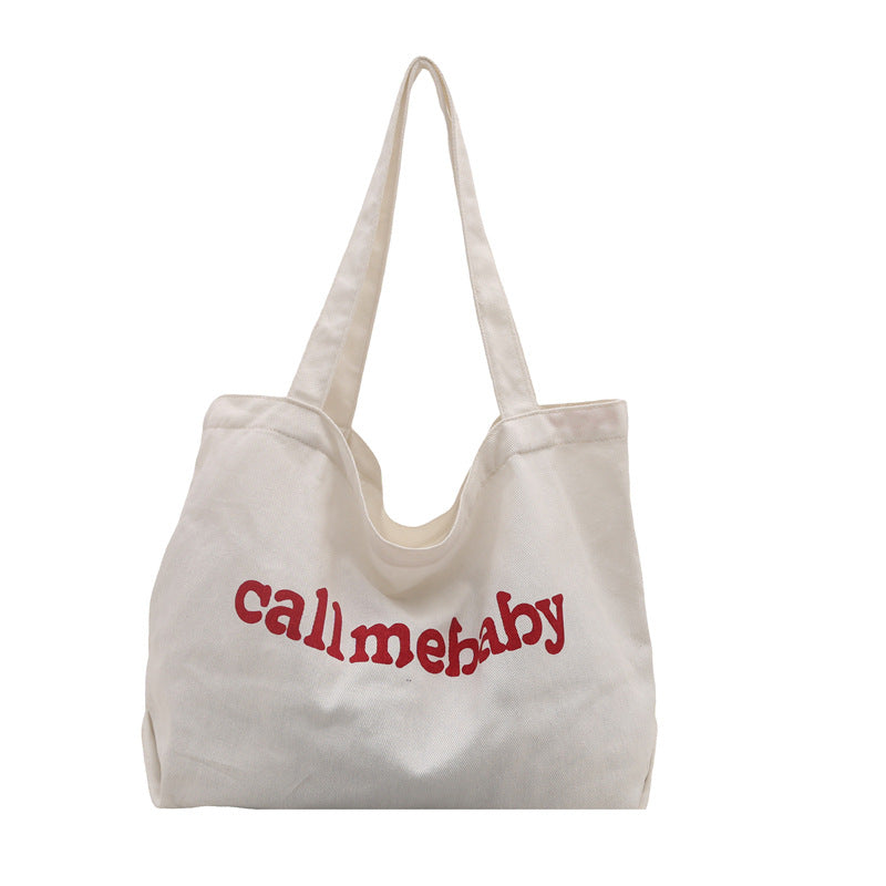Korean Style Letter Tote Bag Casual Chic Large Capacity Shoulder Bag for Daily Use and Commuting