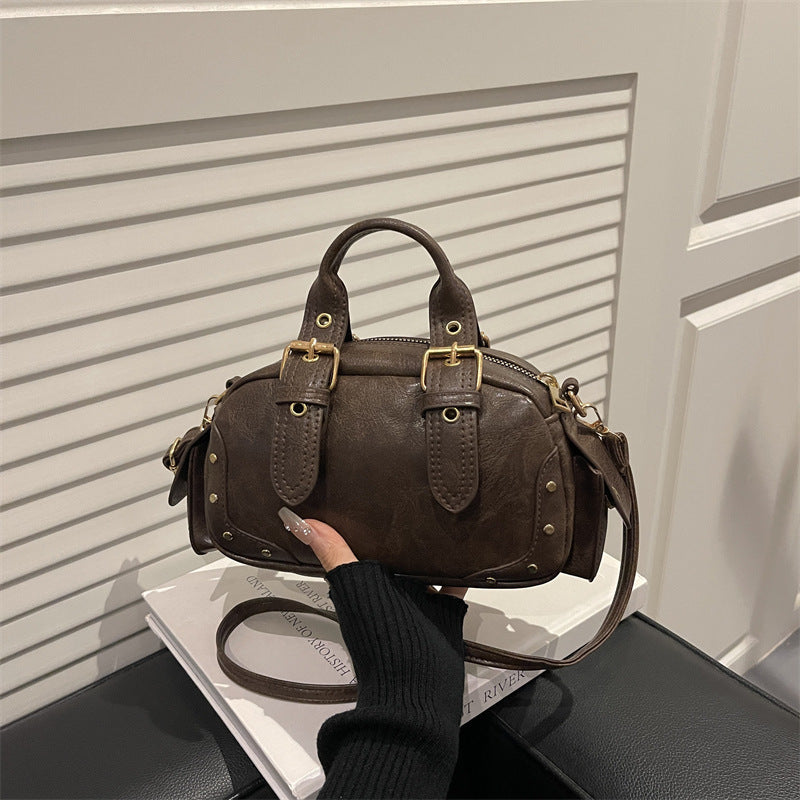 Stylish Minimalist Crossbody Bag for Women 2025 Autumn New Fashion Casual Shoulder Bag with Vintage Design and Practical Zipper Closure