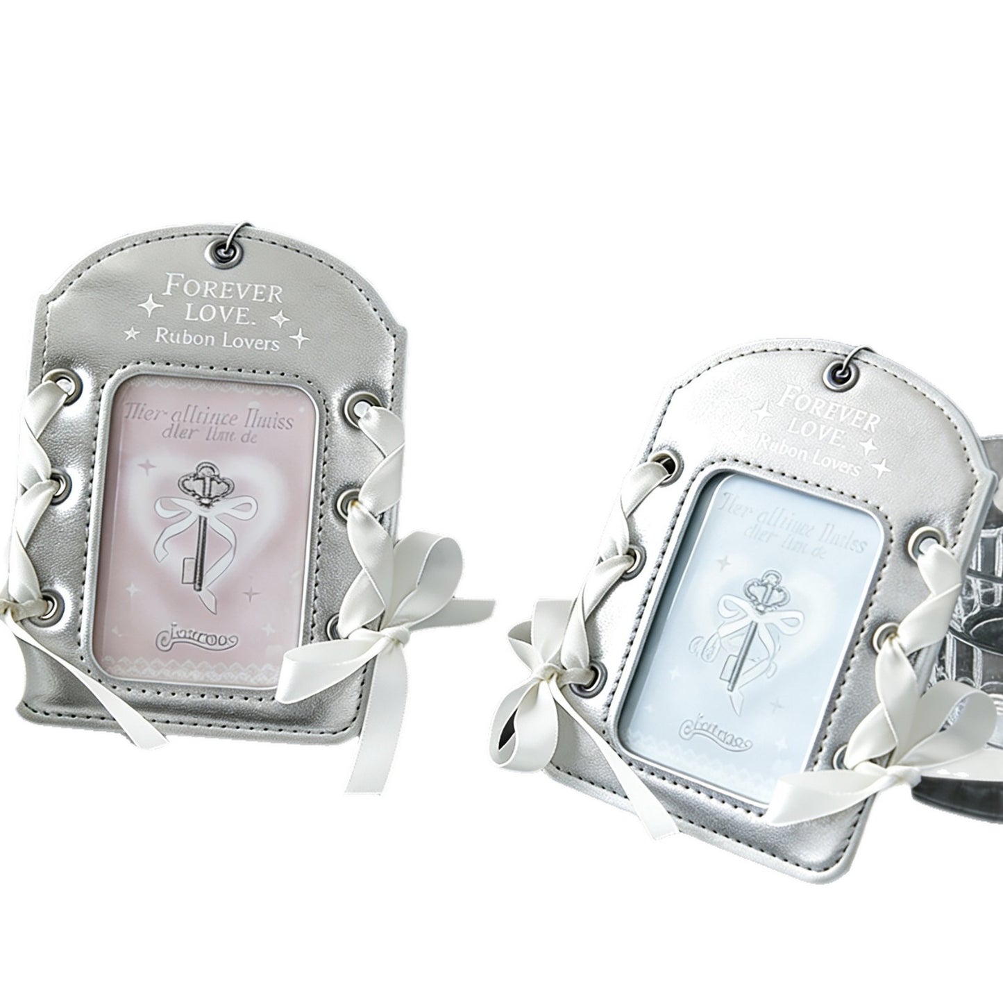 Elegant Ballet-Style PU Card Holder with Ribbon Design and Key Motif for Cute Photo Display