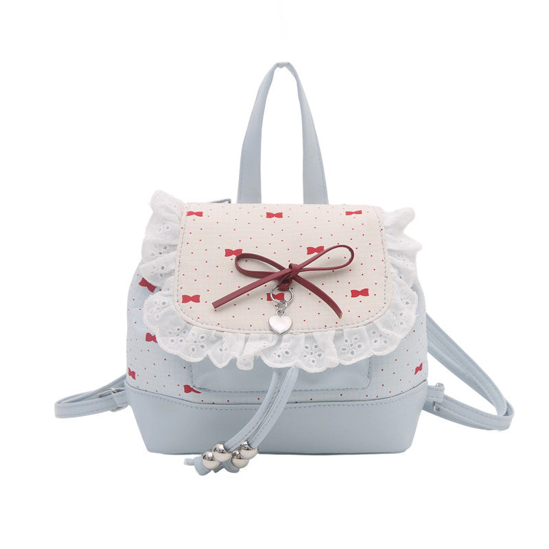 Women's Backpack Ballet Style Cute Small Square Bag Lace Bow Design Fashion New Backpack