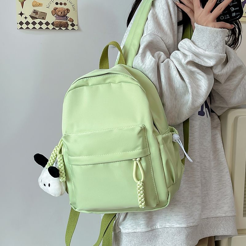 Cute Minimalist Nylon Backpack for Students - Lightweight, Breathable, and Stylish with Braided Drawstring Design