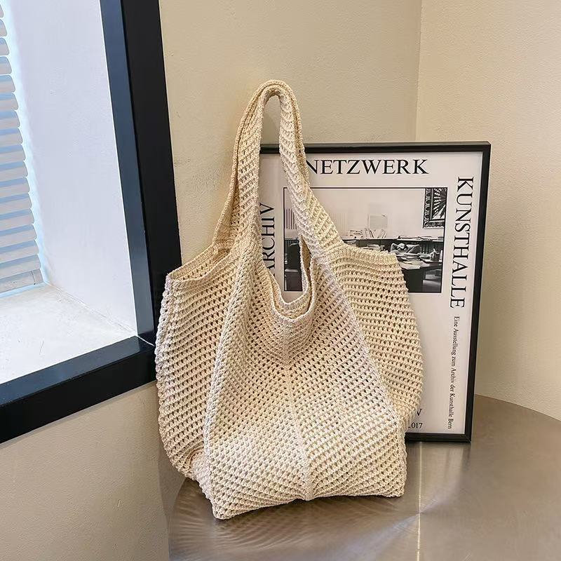 Cute Cloud Knitted Shoulder Bag Women's Large Capacity Woven Tote Bag