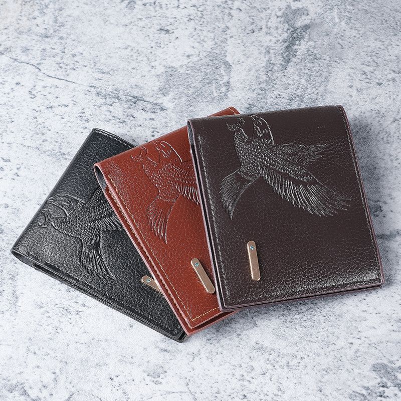 Short Men's Wallet Thin Good-looking Eagle Pattern Student Youth Soft Leather Coin Purse