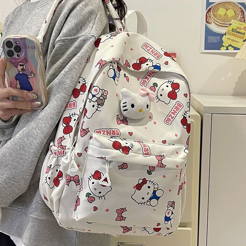 Hello Kitty Fashion New Schoolbag Female Versatile Student Backpack Large Capacity Middle School Student Schoolbag
