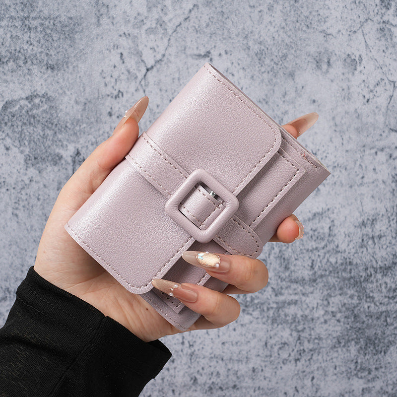 2025 New Women's Compact Wallet with Buckle Design, Minimalist Korean Style, Perfect for Daily Use and Student Fashion