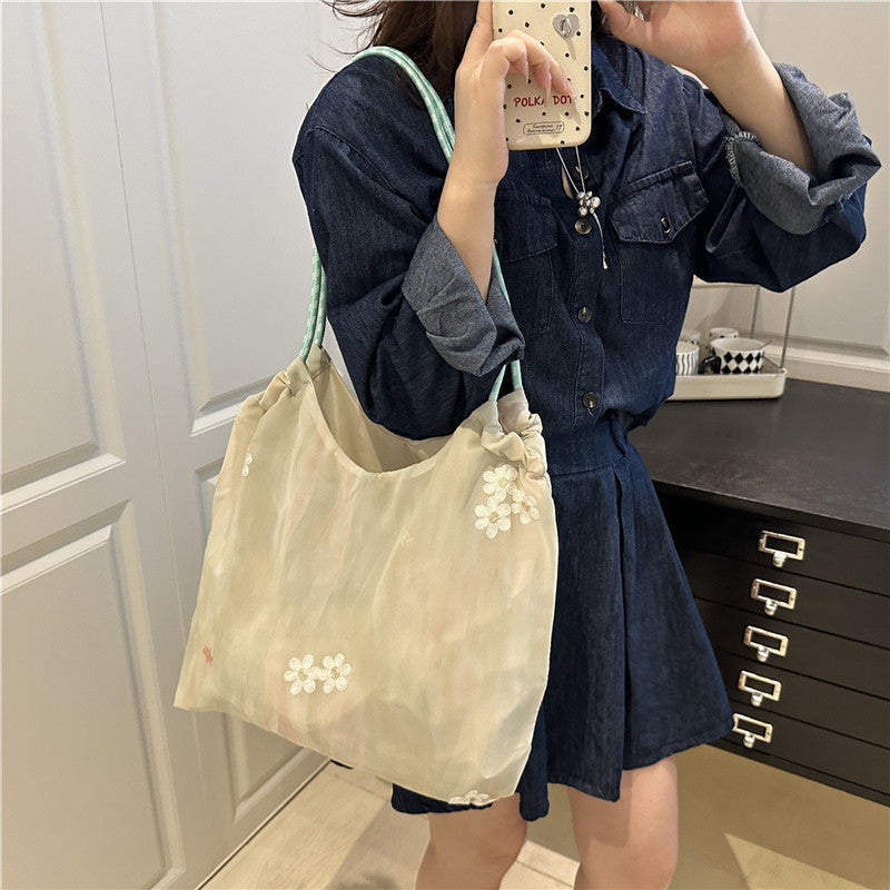 Large Capacity Canvas Bag Women's Summer Popular New Hand-Carrying Casual Simple One Shoulder Underarm Bag