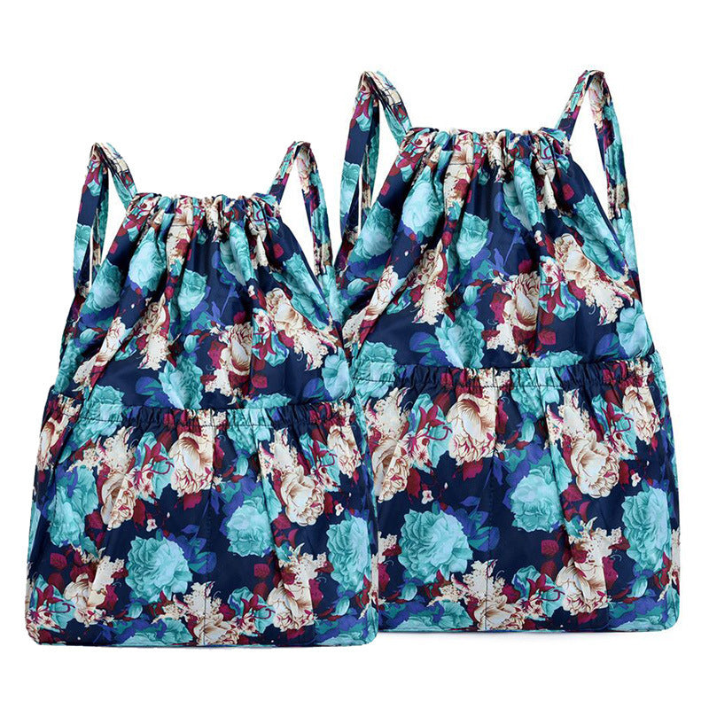 Women's Backpack Fashion Drawstring Backpack Hot Air Balloon Printing Lightweight and Large Capacity Suitable for Daily Travel