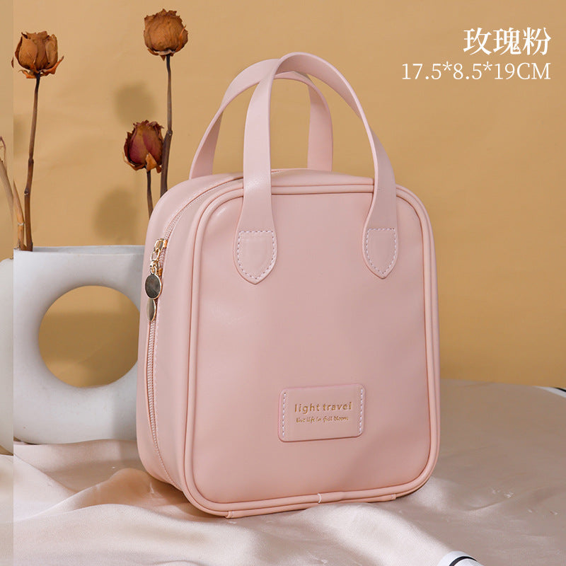 Elegant PU Travel Makeup Bag with Large Capacity and Ins Style Design for Cosmetic Storage