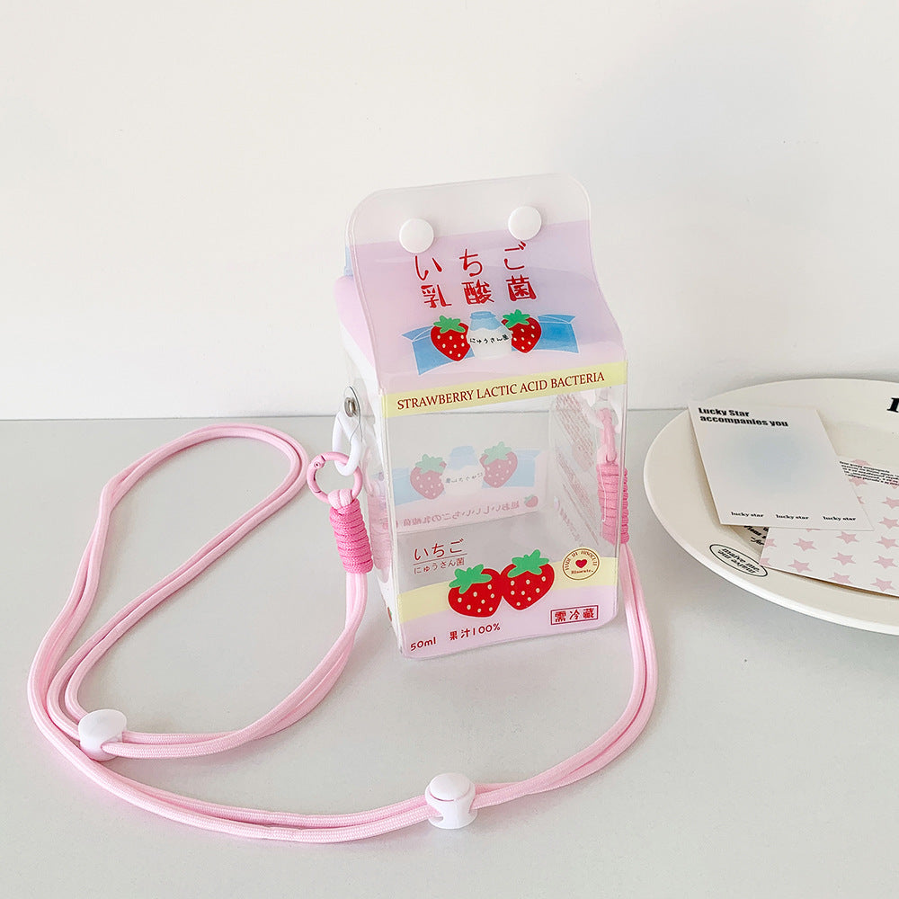 INS Cartoon Small Cartoon Backpack Cute Milk Carton Transparent Doll Bag Baby Doll Bag Doll Cotton Doll Display Storage Bag