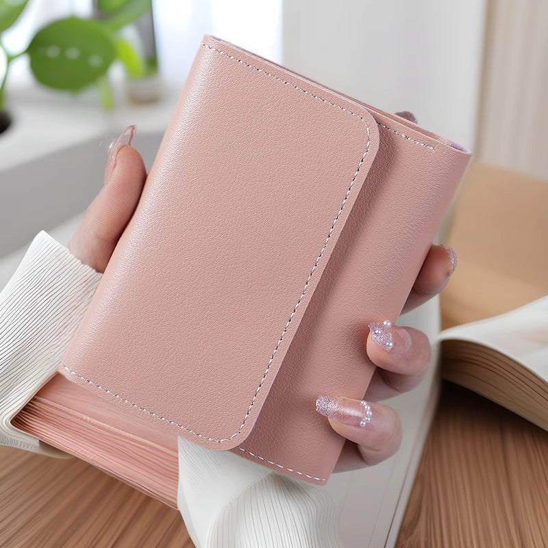 Minimalist Trifold Women's Wallet with Card Holder and Coin Pocket, Soft PU Leather Design for Daily Use