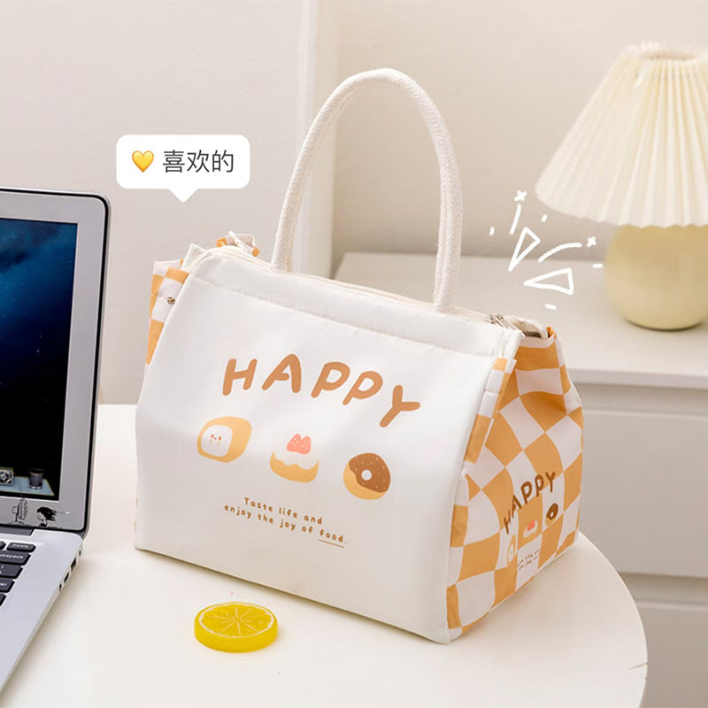 Women's Handbag Cartoon Bear Toast Lunch Box Bag Heat and Cold Insulation Cute Lunch Box Bag