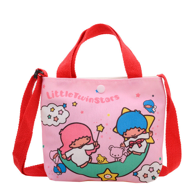 Cute Cartoon Canvas Tote Bag for Kids with Adjustable Strap, Perfect for Daily Outings and Playtime