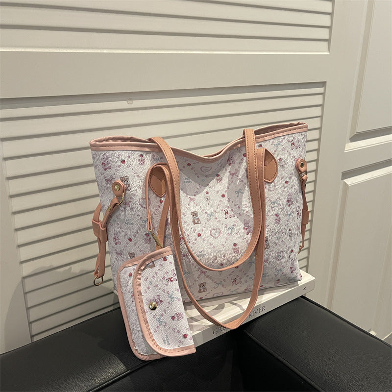 New Printing Large Capacity Shoulder Tote Bag Female Fashion Personality Trend Design Everyday Joker Commuter Bag