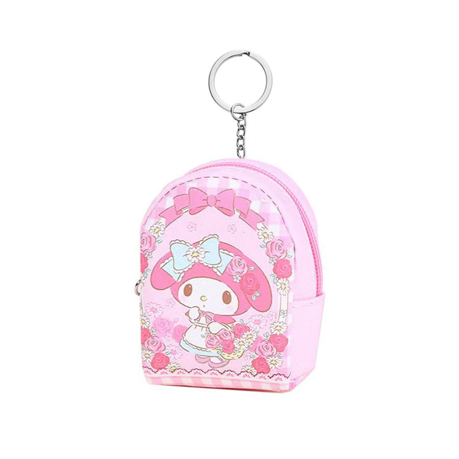 Cute Kuromi Mini Backpack Purse with Cartoon Design and Chain Keychain for Kids and Girls