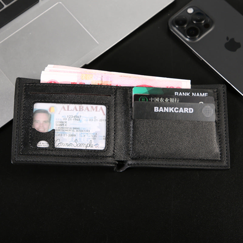 Elegant Men's Short Wallet with Multiple Card Slots, Durable PU Leather, VintageŷÃÀ Style with Stitching Detail