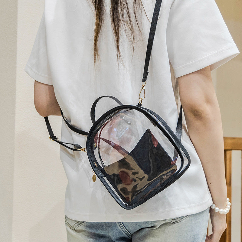 Transparent Jelly Backpack 2025 Summer Fashion PVC Crossbody Bag with Zipper Closure and Inner Pockets for Daily Use