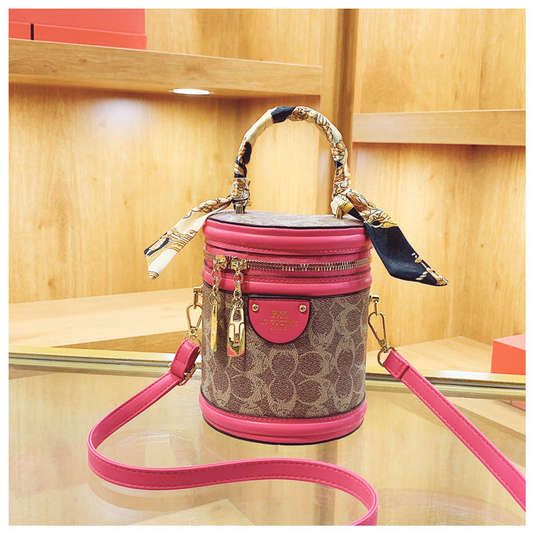 Jing Retro Bucket Bag New Presbyopic Printed Handbag Women's Fashion Shoulder Messenger Bag