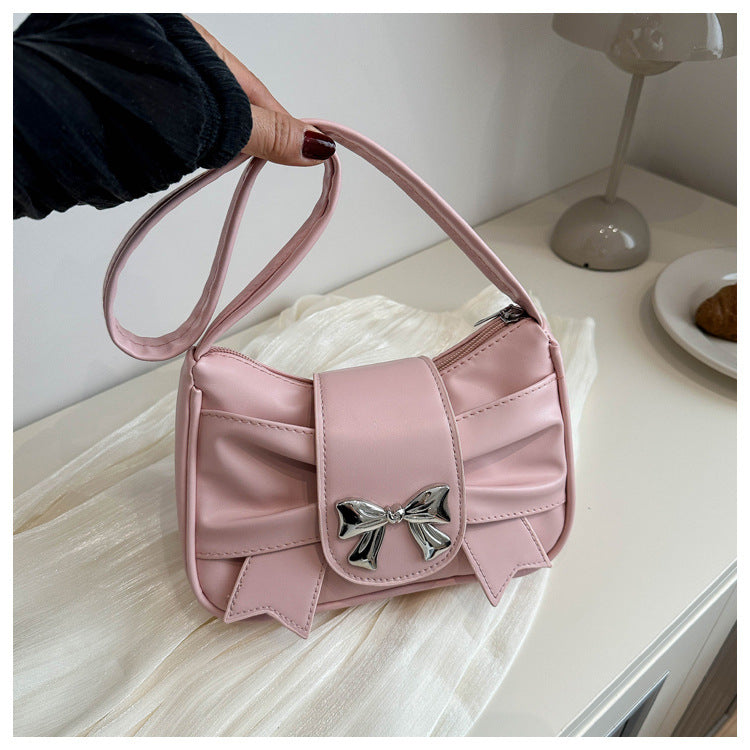French Style Mini Crossbody Bag with Bow Detail, Trendy Casual Square Shape for Daily Wear
