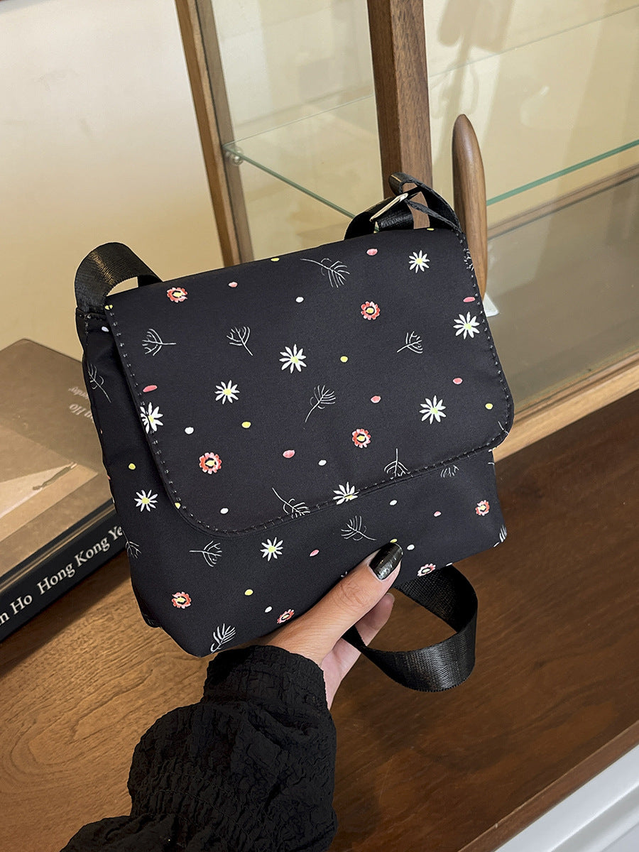 Chic Floral Crossbody Bag for Women - Soft Polyester Shoulder Bag with Zipper Closure and Stylish Flower Pattern