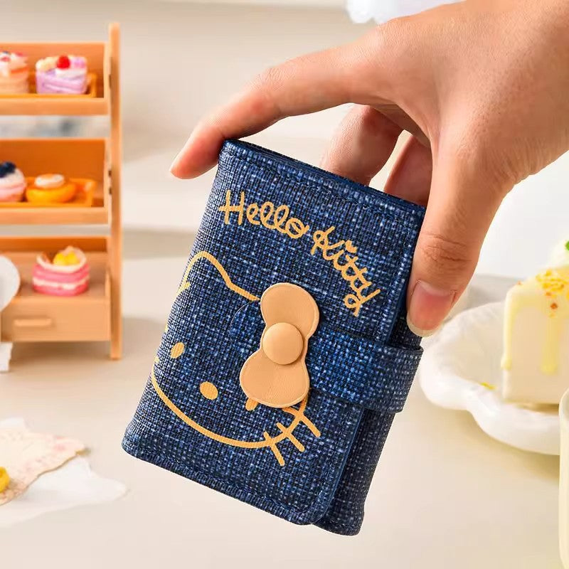 New Denim Pattern Coin Purse Multi-Functional Cute Mini Hello Kitty Portable Small Wallet for Women