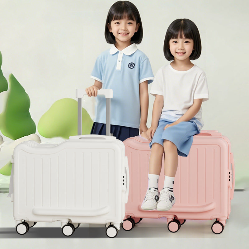 Kids Ride-On Luggage with 6 Wheels, Cup Holder, and Hanging Hook - Lightweight Travel Suitcase for Children
