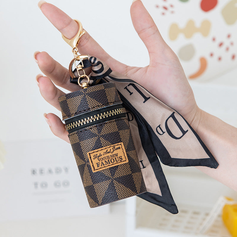 Coin Purse Women's Retro Printing Mini Lipstick Cosmetic Bag New Small Earphone Keychain Bag