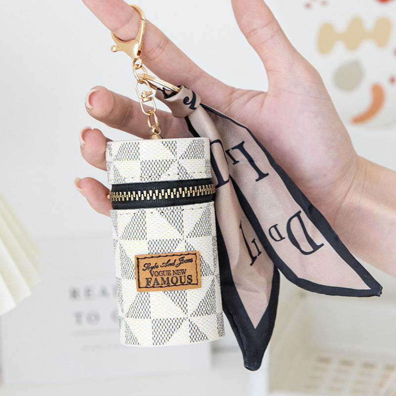 Coin Purse Women's Retro Printing Mini Lipstick Cosmetic Bag New Small Earphone Keychain Bag