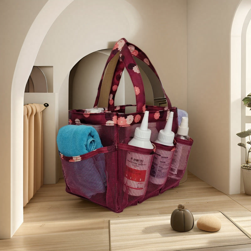 Mesh Tote Bag for Bathroom, Beach, Gym & Outdoor Use - Foldable, Breathable, Waterproof Storage Organizer