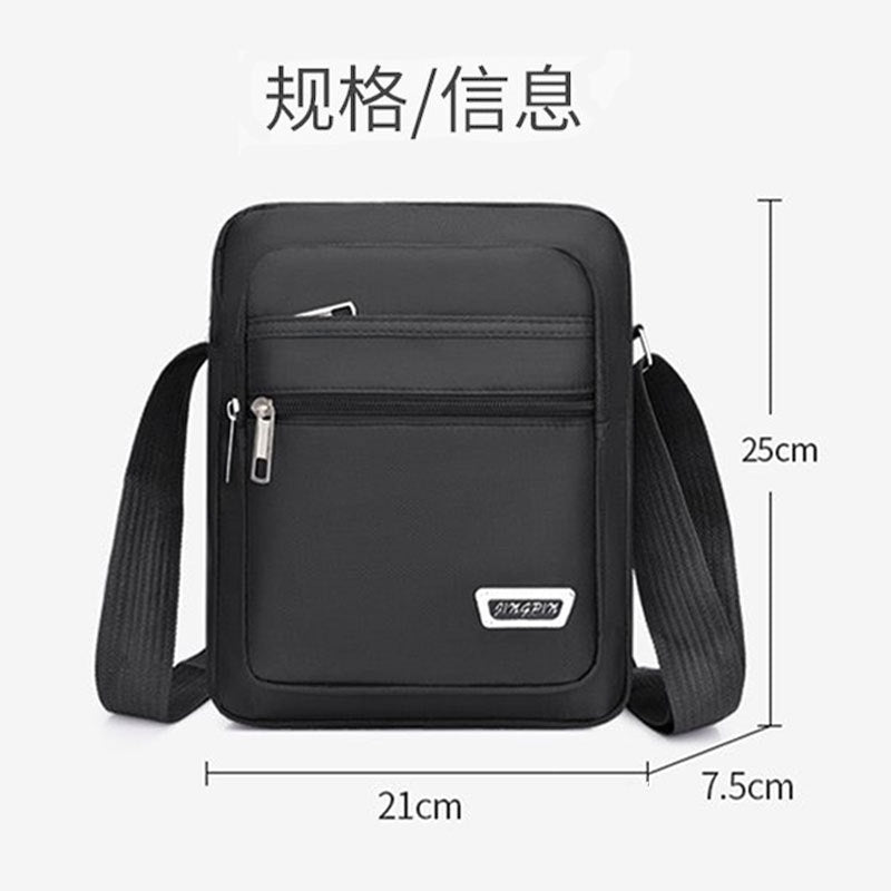 Men's Fashion Messenger Bag Multi-Layer Zipper Design Waterproof Business Casual All-Match Practical Shoulder Bag