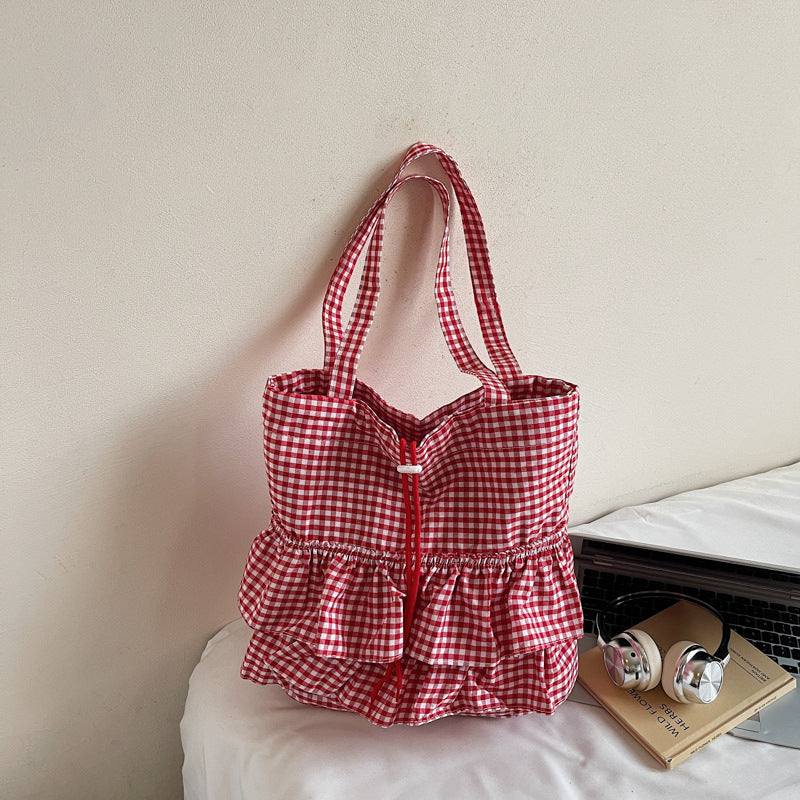 Tote Cloth Bags Women's New Commuter Plaid Fashion Simple Large Capacity Shoulder Bag