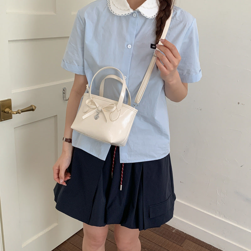 New Fashion Bowknot Bucket Bag Soft Pu Material Portable Crossbody Everyday Joker Practical Design