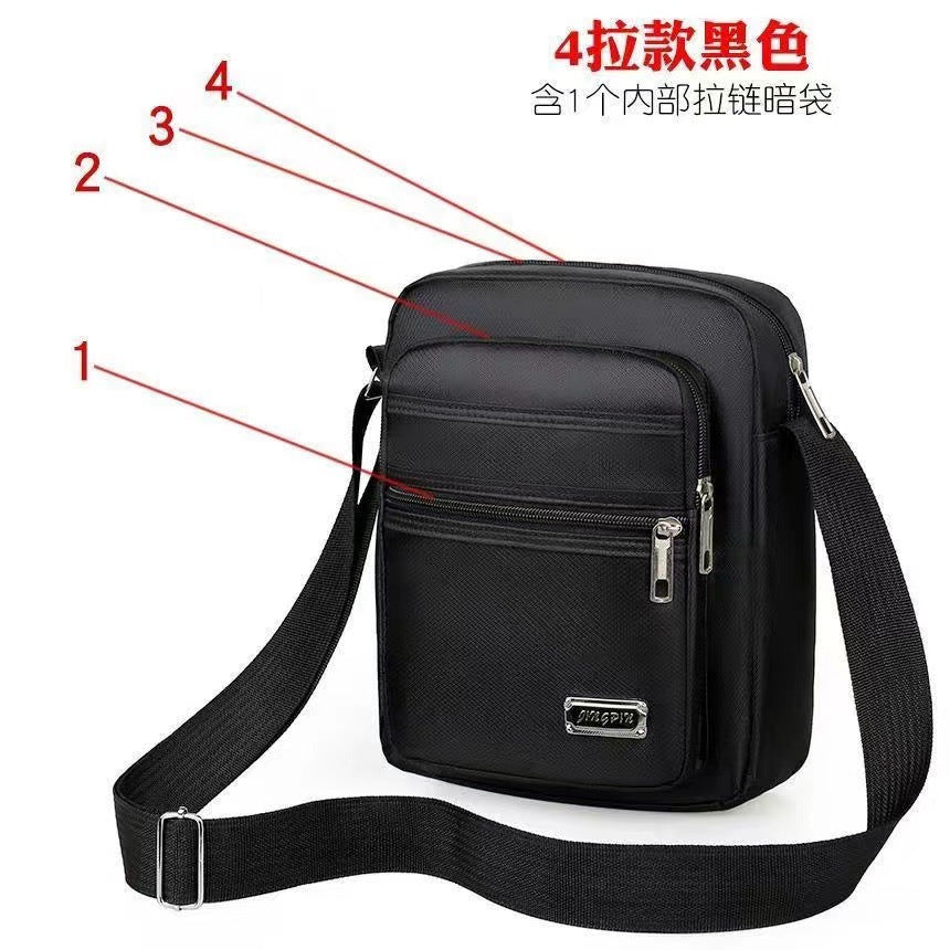 Men's Fashion Messenger Bag Multi-Layer Zipper Design Waterproof Business Casual All-Match Practical Shoulder Bag
