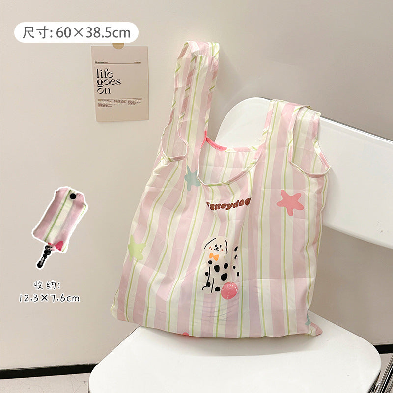 Foldable Large Capacity Shopping Bag Women's Portable Environmental Protection Supermarket One Shoulder Strong Durable Portable Cloth Bag