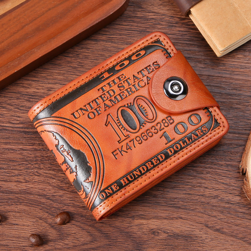 Men's Lightweight PU Wallet with US Dollar Design, Vintage Embossed Pattern, Multi-Card Slot, Durable and Scratch-Resistant